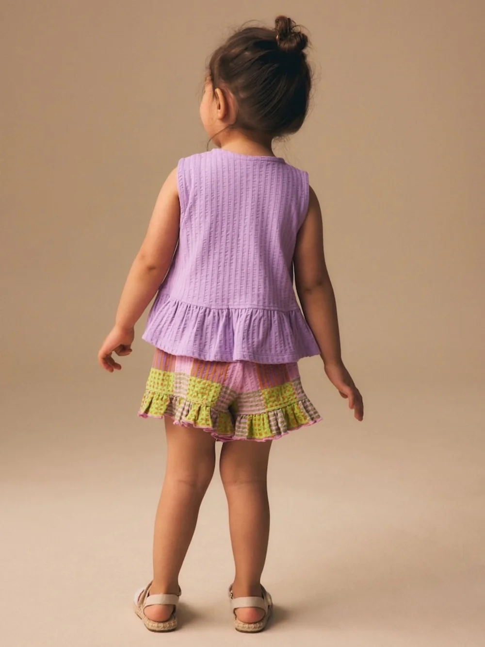 Next Lilac Purple Check Peplum Vest and Shorts Set Size 1 1/2-2 YRS